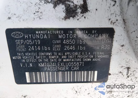 2020 Genesis G70 3.3T Rwd z USA, uszkodzony, nr VIN KMTG74LEXLU055871